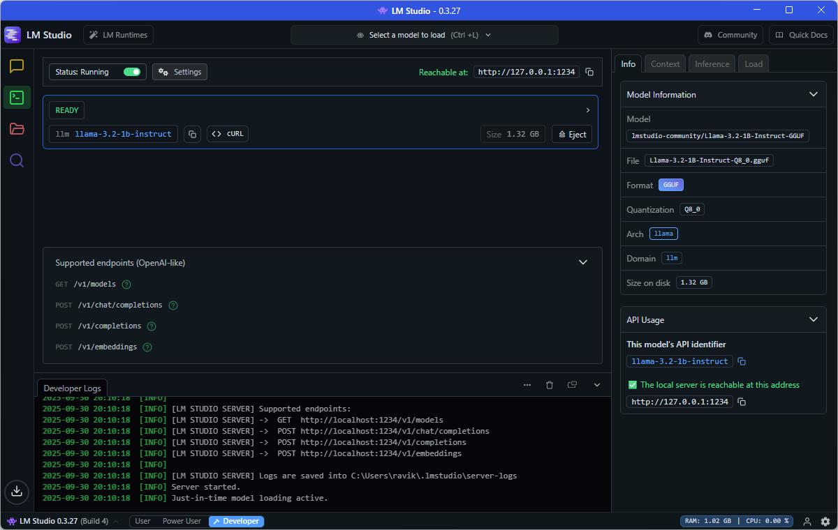 LM Studio model serving